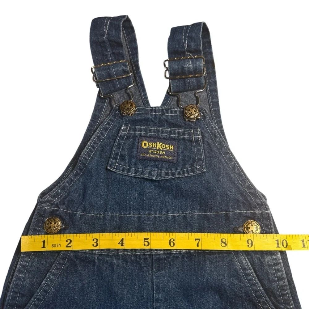 VTG OshKosh B'gosh Dark Blue Denim Overalls 18 Mo Vestbak Snap Crotch Classic